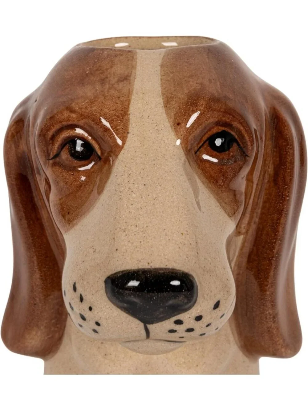 Hand-Painted 4-Piece Stoneware Dog Head Vase Set | Colorful Home Decor Accent